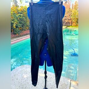 Black Crocodile embossed Faux Leather Commando Leggings Size M